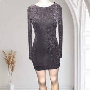 FAVLUX SIZE LARGE Elegant Black Glitter Dress